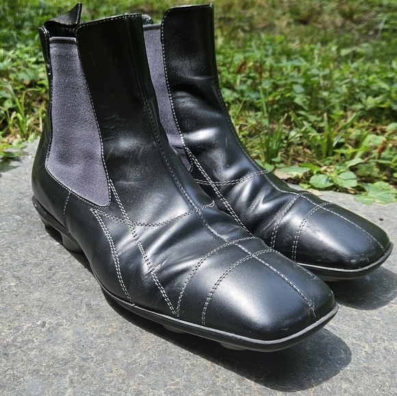 Miu miu Bubble Sole Boot leather black prada dress boots square toe bubble sole - Picture 16 of 16